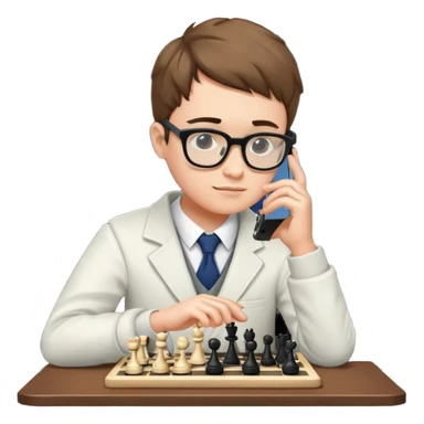 a boy that plays chess on his phone at english lesson sticker