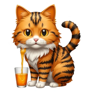 a pouring tabby cat sticker