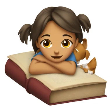 Am I bothering you? Girl, book, and dog laying on book sticker