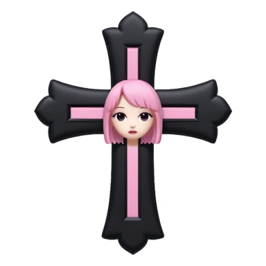 realistic 3d soft cute blackpink goth cross , no woman sticker