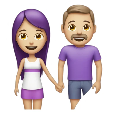 a white family with a kid, vacation purple icon sticker