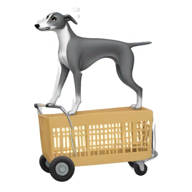 A greyhound pushing a grocery cart  sticker