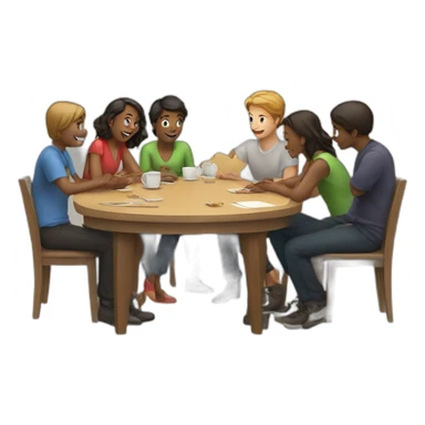group of people talking around a table sticker