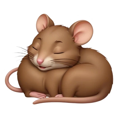 Meme-Worthy Cute Sleeping Brown Rat Portrait Emoji, Head resting peacefully with a contented smile, showcasing a compact, nimble build and a luxuriously soft brown coat, eyes gently closed in serene, restful slumber, Simplified yet hilariously adorable features, highly detailed, glowing with a soft, drowsy light, high shine, relaxed and utterly lovable, stylized with an air of playful laziness, soft glowing outline, capturing the essence of a sleeping rat that feels destined to become the next viral sensation of adorable urban rest! sticker