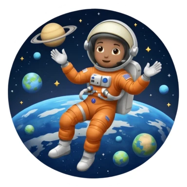 Astronaut rides planets sticker