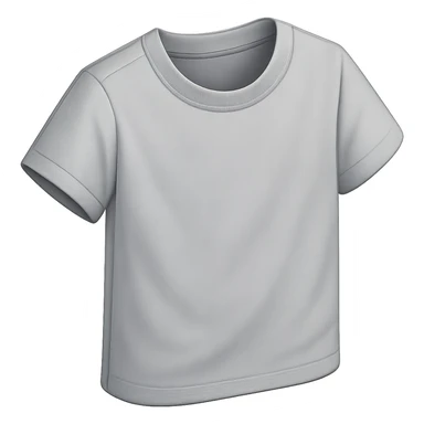 Make the grey t-shirt icon more detailed with realistic fabric folds, subtle stitching, and a visible collar. Keep the style modern and clean, no text, and no background. Maintain a transparent background to preserve the icon's clarity and simplicity. sticker