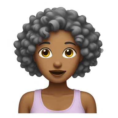 Women with curly hair doing skin care sticker