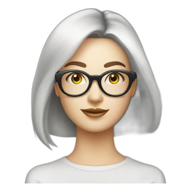 Femme vielle cheveux blanc lisse long lunette sticker