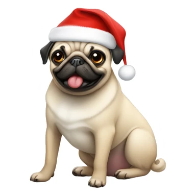 pug in a Christmas hat sticker