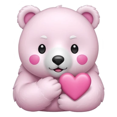  Oso Polar blanco corazón rosa kawaii sticker