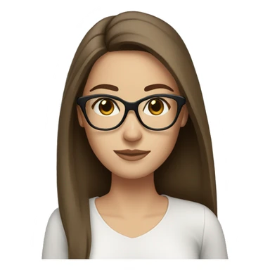 brown hair brown eyes long straight hair white skin woman glases sticker