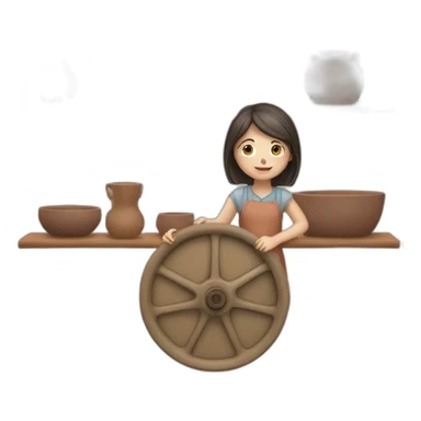 girl behind ceramics wheel sticker