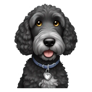 A black golden doodle dog with gray muzzle sticker