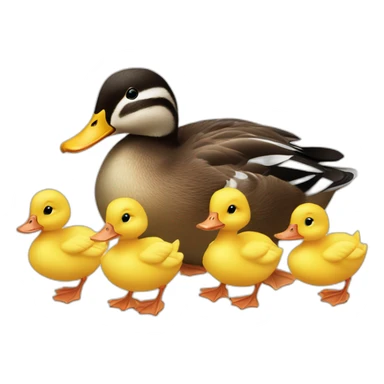 Little ducklings following their mother duck sticker