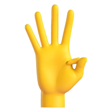 Create an 'OK' hand sign emoji with a yellow hand in the same 3D emoji style as the reference image. sticker
