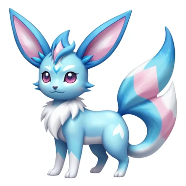 Shiny Cool Sparkly Cute Ethereal Glaceon-Sylveon-Vaporeon-Fakemon-hybrid-fusion- full body sticker