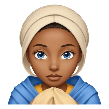 blue eyed desert black woman cowered with creme cloth sticker
