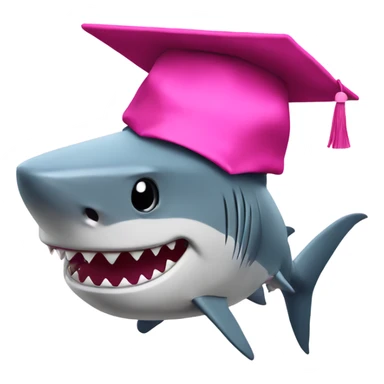 shark in a pink graduation hat sticker