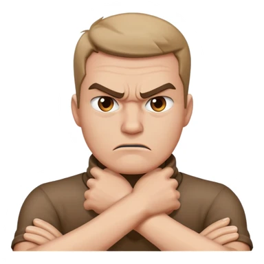 Hands crossed around neck angry guy sticker