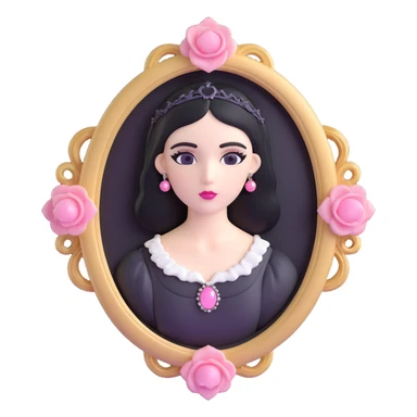 realistic 3D gothic cameo brooch with pink accent, minimal and vintage sticker
