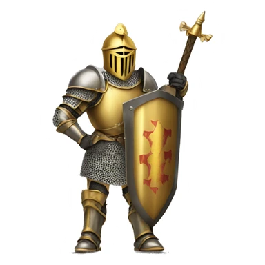 Gold armoured knight holding big banner sticker
