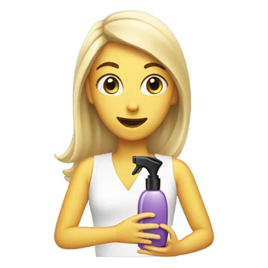 girl spraying parfume on  sticker