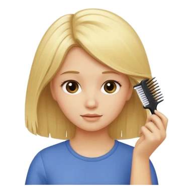 blonde girl combing her hair sticker
