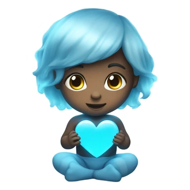 glowing baby blue heart sticker