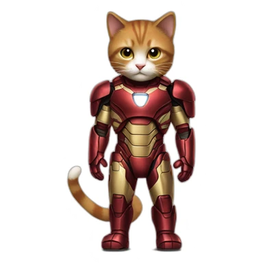 cat in iron man suit full body sticker