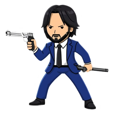 John Wick in action pose with weapons sticker