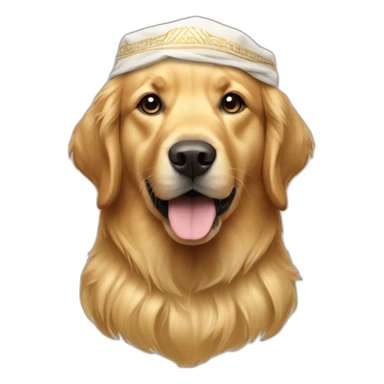 golden retriever dog wearing a Kufiya on its head sticker