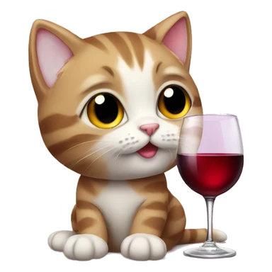 kitten with a glass of wine sticker