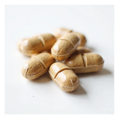 capsules or tablets of dried pig thyroid supplement, hyperrealistic 4K details, neutral lighting, isolated on white background sticker