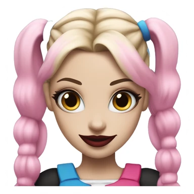 Harley Quinn with blue and pink pigtails  sticker