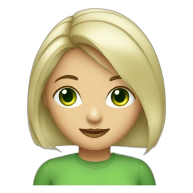 Green eyed girl with computer sticker