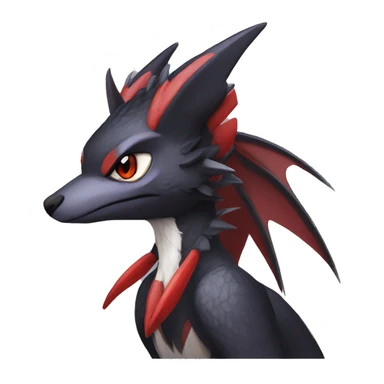 Black Cool Edgy Anthro Noivern-Nargacuga Fakémon  with White and Red Edgy markings sticker