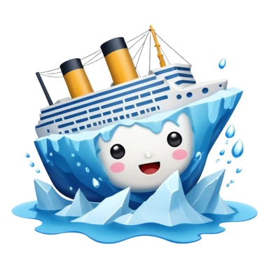 kawaii titainic crashing into an iceberg sticker