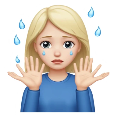 sad girl with tears, hands thrown up sticker
