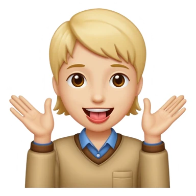 Tongue out with hands to the side sticker