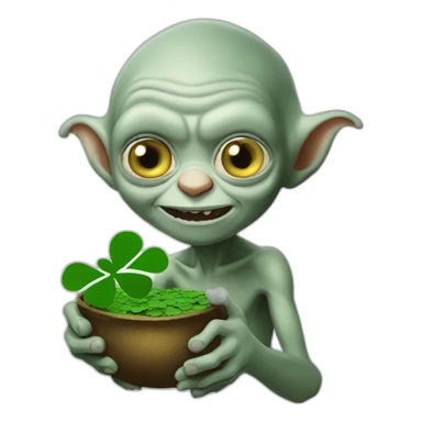Gollum holding a Lucky clover sticker