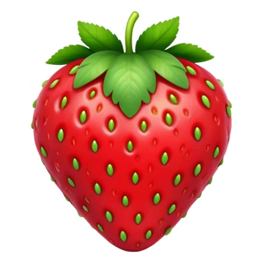 Cinematic Realistic Strawberry Emoji, Plump and juicy, with a deep red color and small, fresh seeds dotted across the skin. Its glossy, sweet surface catches the light, while bright green leaves top off the perfect, delicious berry. Soft glowing outline, capturing the essence of sweetness and freshness in a bright strawberry! sticker