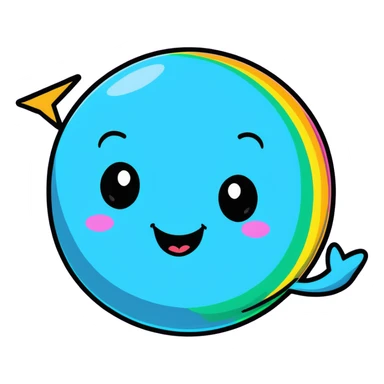 colorful planet with rainbow swirls and patterns and a happy grinning face sticker