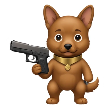 A dog holding a Glock  sticker