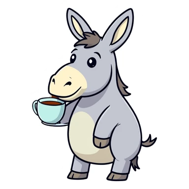 Nauseous happy donkey drinking tea sticker