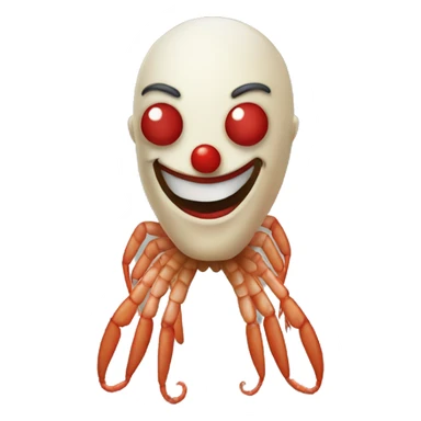 Shrimp with full face of clown sticker