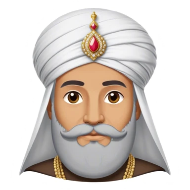 ​Cinematic Realistic Portrait of Suleiman the Magnificent, depicted as a regal Ottoman sultan adorned with a large, white, round, tall turban and a majestic grey beard, his commanding gaze bathed in warm, historic lighting that exudes timeless authority and grandeur, sticker