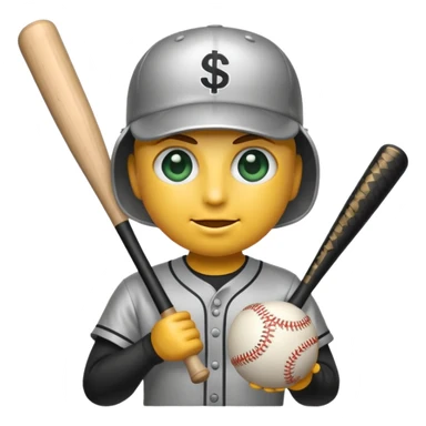 the 💣 emoji holding a baseball bat with money sign eyes sticker