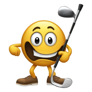 Poop emoji playing golf sticker
