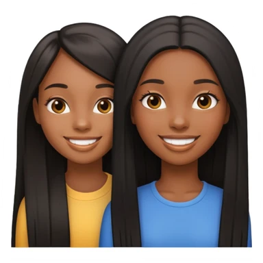 two black girls fondling with long straight hair sticker