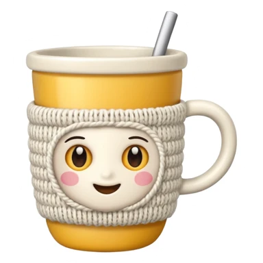 ceramic cup with knit over the cup sticker